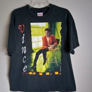 Vintage Vincent Gill Black 1990s Men's Tour Tee Shirt